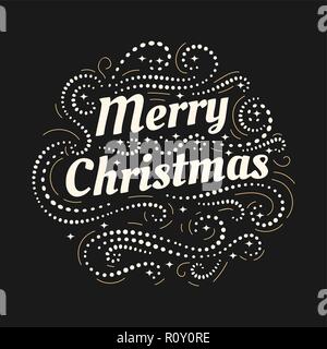 Merry Christmas and a Happy New Year hand drawn lettering  Stock Vector