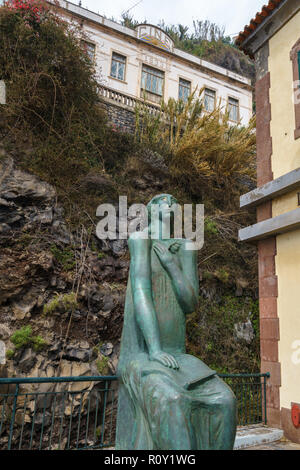 Statue of Lady Justice in front of the court in Ponta do Sol, Madeira Stock Photo