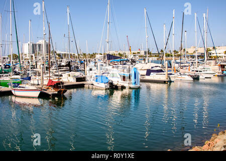 Moored boats, yachts and catamarans in Townsville, Queensland, Australia Stock Photo