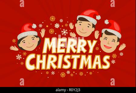 Merry Christmas, greeting card. Holiday concept. Cartoon vector illustration Stock Vector