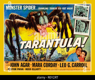 Vintage Movie Poster Tarantula 1955 American black-and-white science fiction giant monster film from Universal-International, produced by William Alland, directed by Jack Arnold, that stars John Agar, Mara Corday, Nestor Paiva, Ross Elliott and Leo G. Carroll. Stock Photo