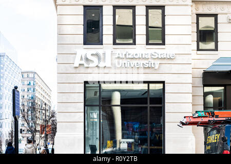 Washington DC, USA - March 9, 2018: Arizona State University ASU office, buildings, online higher education, educational institution in District of Co Stock Photo
