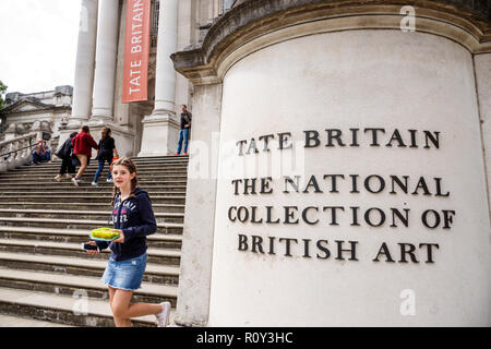 London England,UK,Westminster,Millbank,Tate Britain art museum gallery,national art collection,exterior outside entrance,stairs,girl girls,female kid