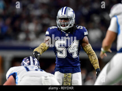 November 5, 2018: Dallas Cowboys linebacker Leighton Vander Esch (55)  during the NFL football game between the Tennessee Titans and the Dallas  Cowboys at AT&T Stadium in Arlington, Texas. Shane Roper/Cal Sport