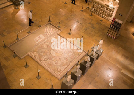 Beirut Lebanon. 8th November 2018. 'Mosaic of the Seven Wise Men',Baalbeck, 3rd c. AD. A few foreign visitors trickle to visit the National Museum of Beirut which houses antiquities form the Phoenician, Roman Byzantine and Ottoman Periods Credit: amer ghazzal/Alamy Live News Stock Photo