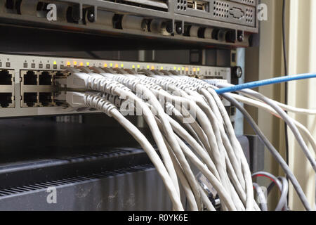 Patch Panel server rack with cords Stock Photo - Alamy