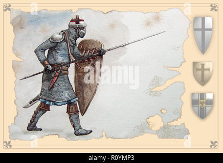 Teutonic soldier, Peipus lake battle, 1242. Stock Photo