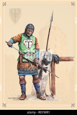 Teutonic sergeant, Peipus lake battle, 1242. Stock Photo