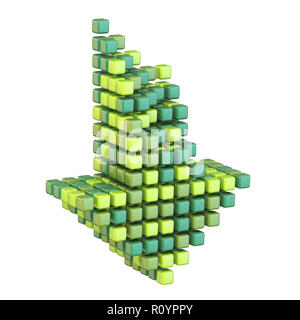 Download arrow made of different green cubes 3D render illustration isolated on white background Stock Photo