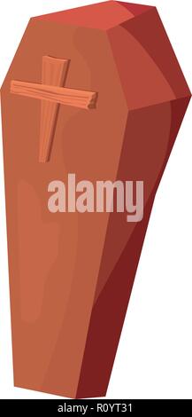 wooden coffin on white background vector illustration Stock Vector