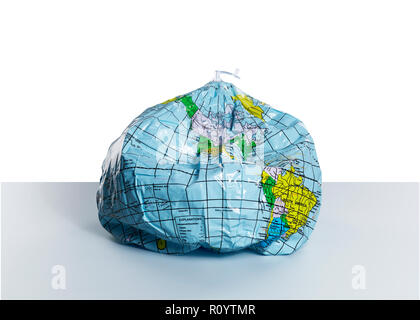 Deflating inflatable globe showing the Americas, still life Stock Photo