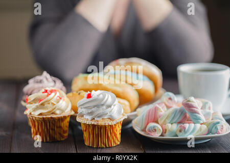 Many sweets and donuts, breakfst with coffee Stock Photo