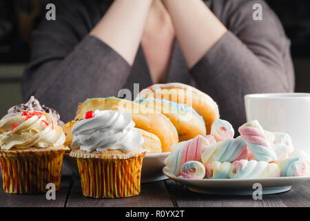 Many sweets and donuts, breakfst with coffee Stock Photo