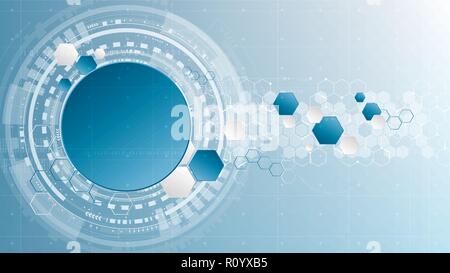 Technological abstract interface technical hexagonal digital template background vector design Stock Vector