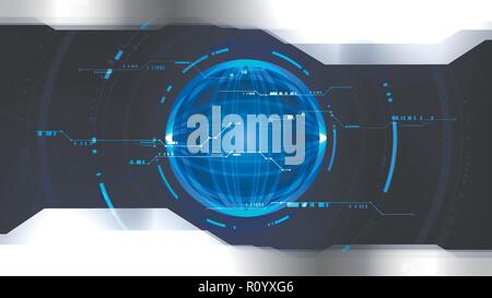 Technological future system cyberspace global interface background vector design Stock Vector