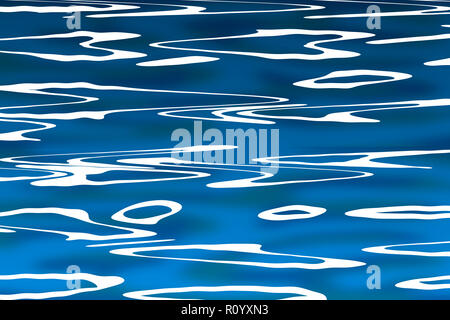 Irregular patterns reflected on rippling surface on blue water, full frame Stock Photo