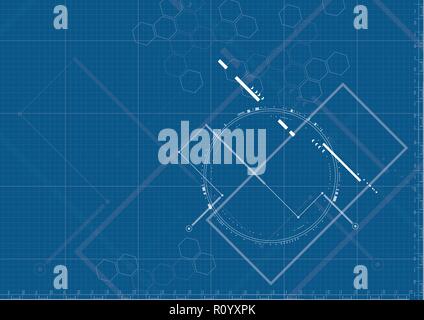 Technological interface future systematic blueprint abstract background vector design Stock Vector
