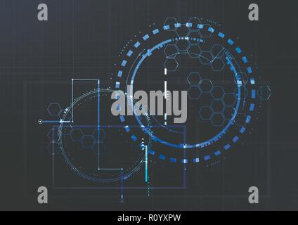 Technological interface future systematic hud abstract background vector design Stock Vector