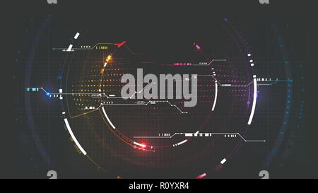 Technological system encryption future circuit hud interface background vector design Stock Vector