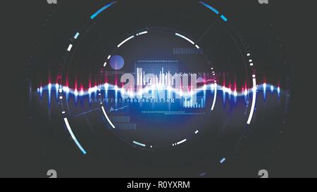 Technological system encryption future hud data interface background vector design Stock Vector