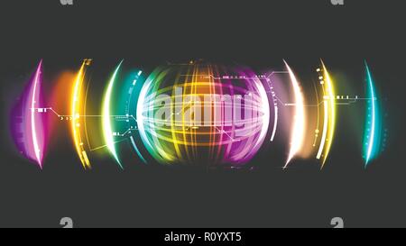 Technological system encryption future hud sound interface background vector design Stock Vector