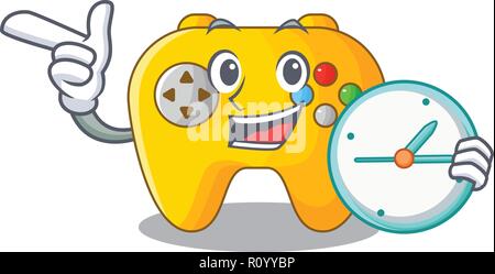 With clock Video game controller shaped on charcter Stock Vector
