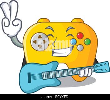With guitar Video game controller shaped on charcter Stock Vector