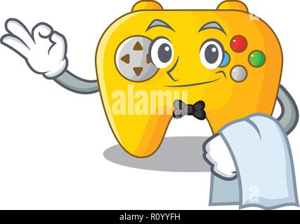 Waiter Video game controller shaped on charcter Stock Vector