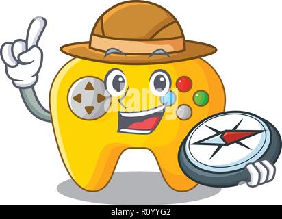 Explorer Video game controller shaped on charcter Stock Vector