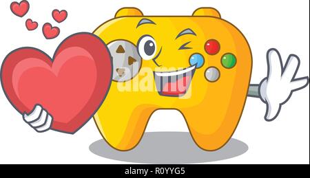With heart Video game controller shaped on charcter Stock Vector
