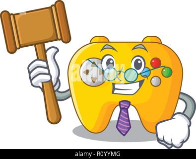 Judge retro computer game control on mascot Stock Vector