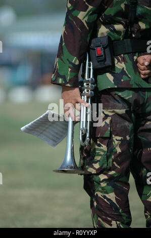 Banda Aceh, Indonesia - August 16, 2005: Indonesia military marching band at Indonesian Independence day celebration at Blangpadang, banda aceh Stock Photo