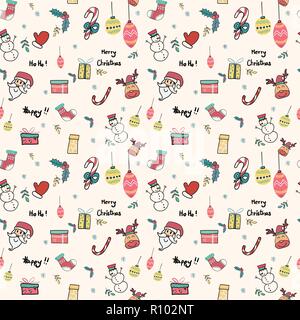 doodle Christmas icon seamless Stock Vector