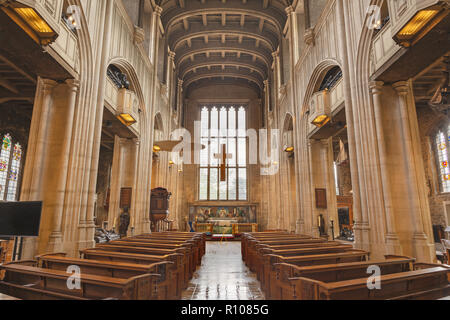 LONDON, GREAT BRITAIN - SEPTEMBER 17, 2017: The nave of church All Hallows.