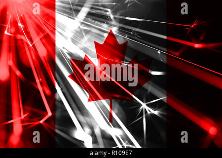 Canada shining fireworks sparkling flag. New Year 2019 and Christmas futuristic shiny party concept flag Stock Photo