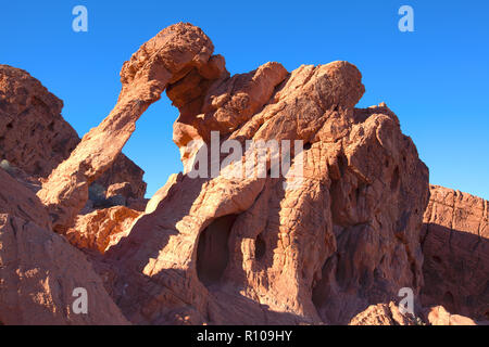 Rock formation known as Elephant Rock in The Valley of Fire National Park in Nevada Stock Photo