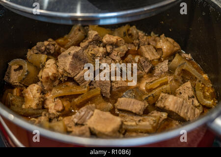 Boiled meat used to prepare Nigerian Soup Stock Photo