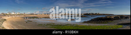 Panorama of Trearddur Bay on the coast of Anglesey, North Wales Stock Photo