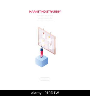 Marketing strategy - modern isometric vector web banner Stock Vector
