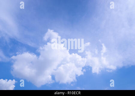 white fluffy cloud float on blue sky with copy space Stock Photo