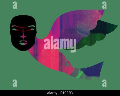 Colorful abstract neon shapes. Abstract Futuristic Wallpaper. Bird picture backgrounds Stock Vector