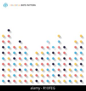 Abstract striped circles dots colorful and shadow on white background. Bullet Point 3d. Vector illustration Stock Vector