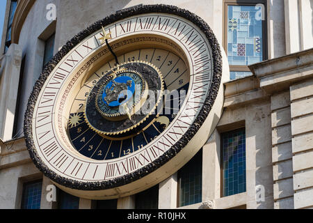 Astronomical clock on the building facade in Batumi Stock Photo