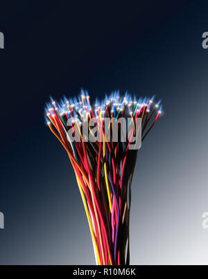 Close up of multi colored LED lights bunched together Stock Photo