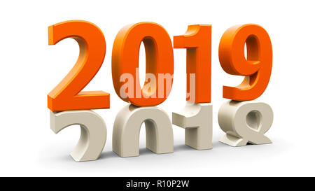 2018-2019 change represents the new year 2019, three-dimensional rendering, 3D illustration Stock Photo