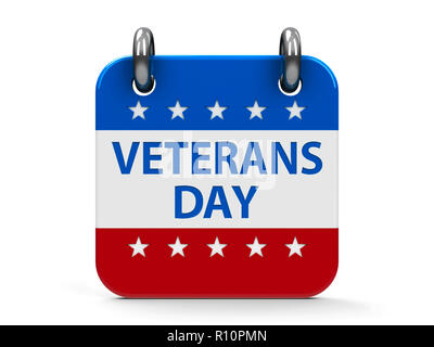 Veterans day calendar icon as american flag, three-dimensional rendering, 3D illustration Stock Photo