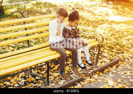 children with phone Stock Photo