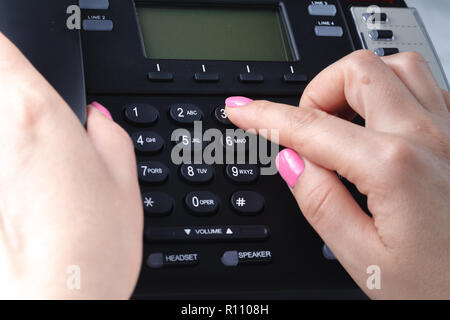 Telephone dialing ,contact and customer service concept . Selected focus Stock Photo