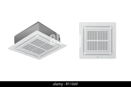 The air conditioning system. Vector illustration. Ceiling Cassette. HVAC. Stock Vector