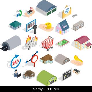 Fleapit icons set, isometric style Stock Vector
